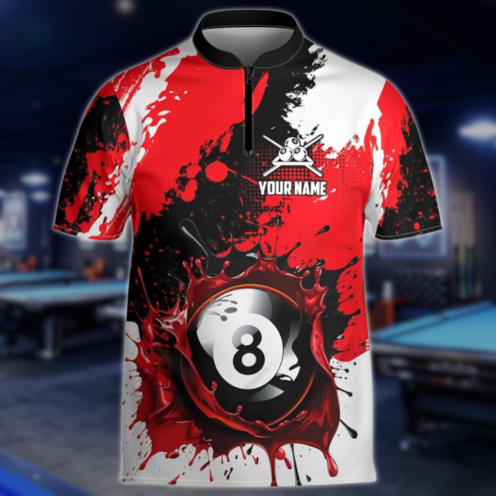 Custom White Green 8 Ball Billiard Men Jersey, Custom 8 Ball Pool Team Shirts BLD0262