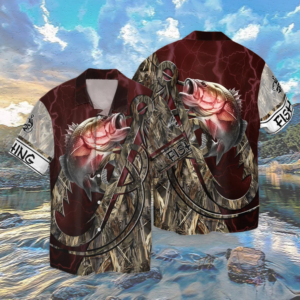 Bass Fishing Red 3D Full Print Shirts, Unique Design for Anglers, Perfect Gift for Bass Fishing Enthusiasts! FISH0026