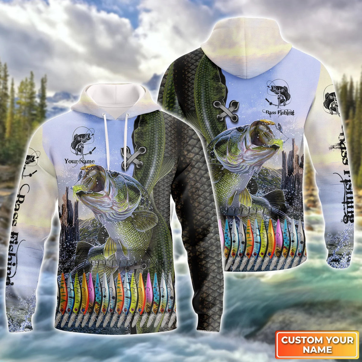 Bass Fishing And Fishing Tackle Personalized Name 3D Full Print Shirts FISH0065
