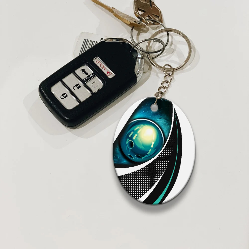 Eagle Bowling Team Blue Bowling Ball Keychain ORN0198