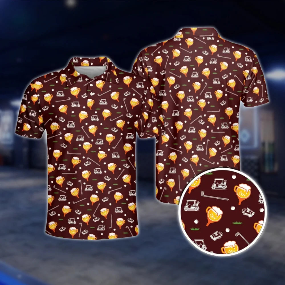 Custom Face Beer Golf Polo Shirt Men, Personalized Beer Lover Golf Shirt With Photo GOF0067