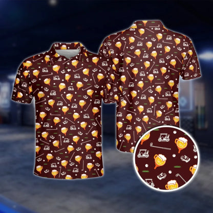 Custom Face Beer Golf Polo Shirt Men, Personalized Beer Lover Golf Shirt With Photo GOF0067