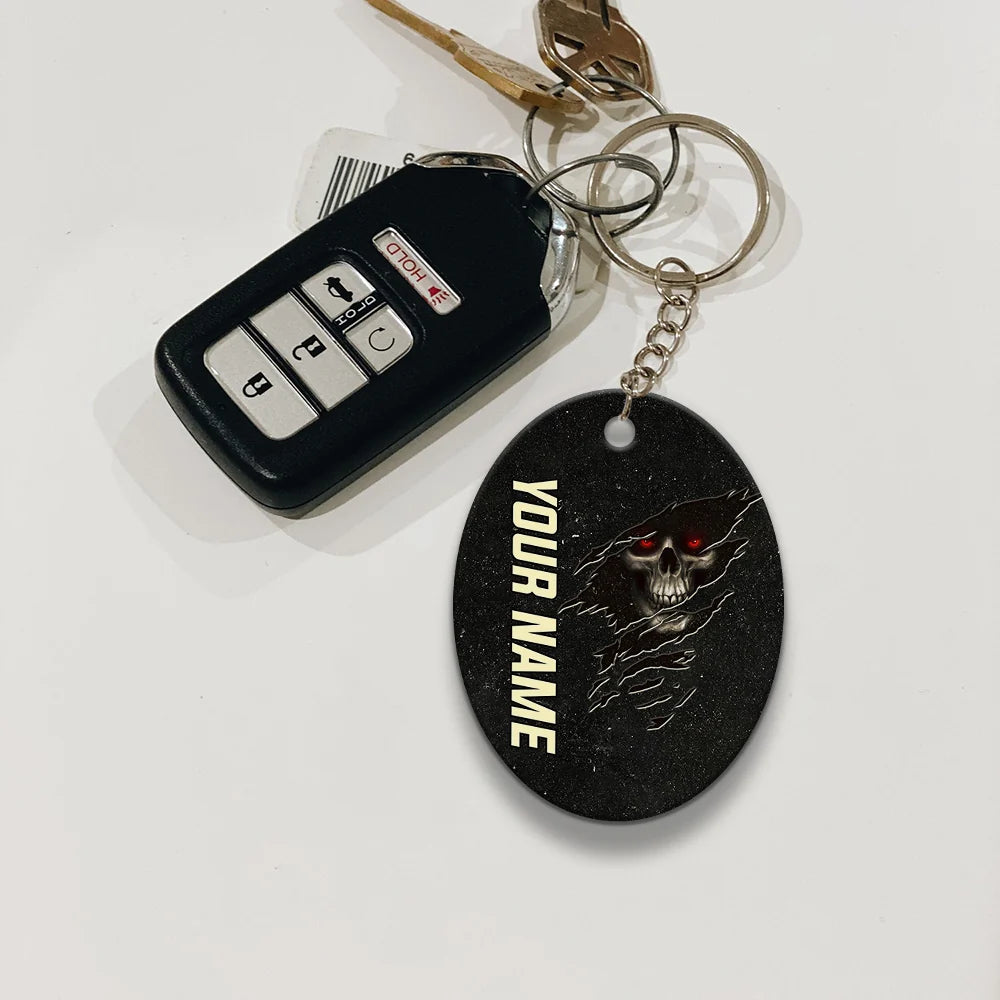 Skull Pool 8 Ball I'm Here To Break Your Balls Personalized Name Keychain Gift For Billiard Players ORN0200