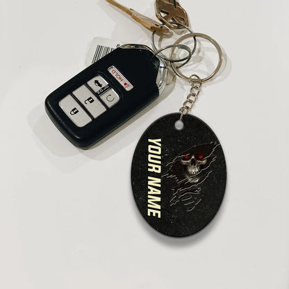 Skull Pool 8 Ball I'm Here To Break Your Balls Personalized Name Keychain Gift For Billiard Players ORN0200
