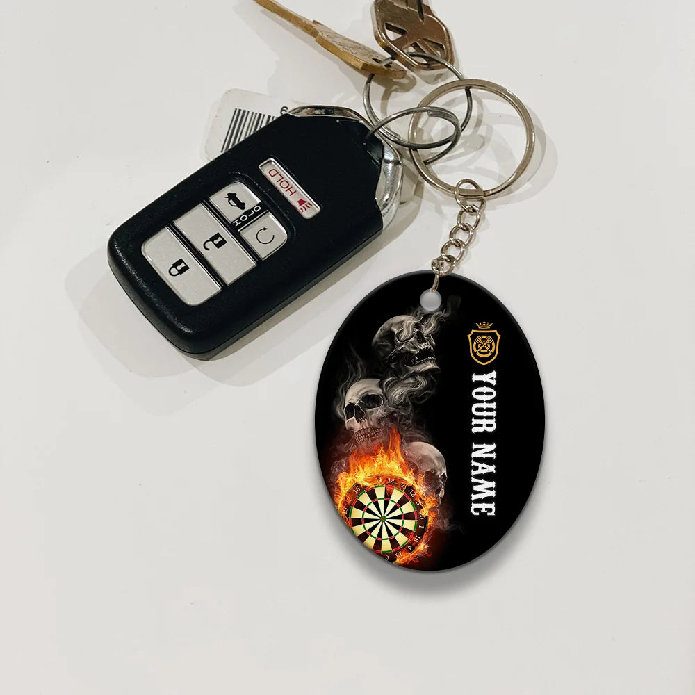 Hello Darkness My Old Friend I've Come To Play With You Again Personalized Name 3D Keychain For Dart Team Player ORN0201