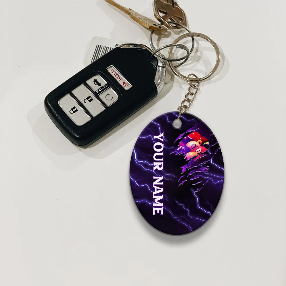 Billiard Pool 9 Ball Thunder Viking Personalized Name Keychain For Billiard Players ORN0165
