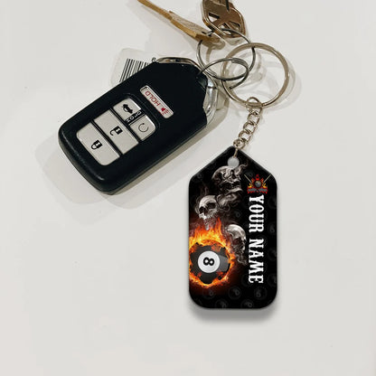 Skull Reaper Billiard Pool 8 Ball Hello Darkness My Old Friend Personalized Name Keychain Gift For Billiard Players ORN0211