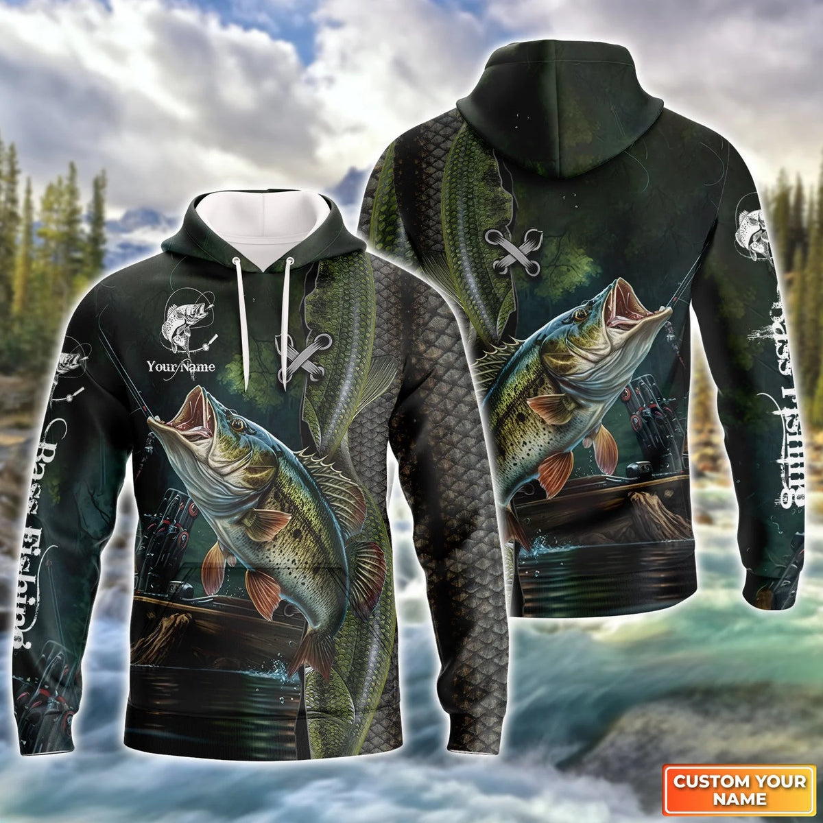 Bass Fishing Personalized Name 3D Full Print Shirts 09 FISH0063