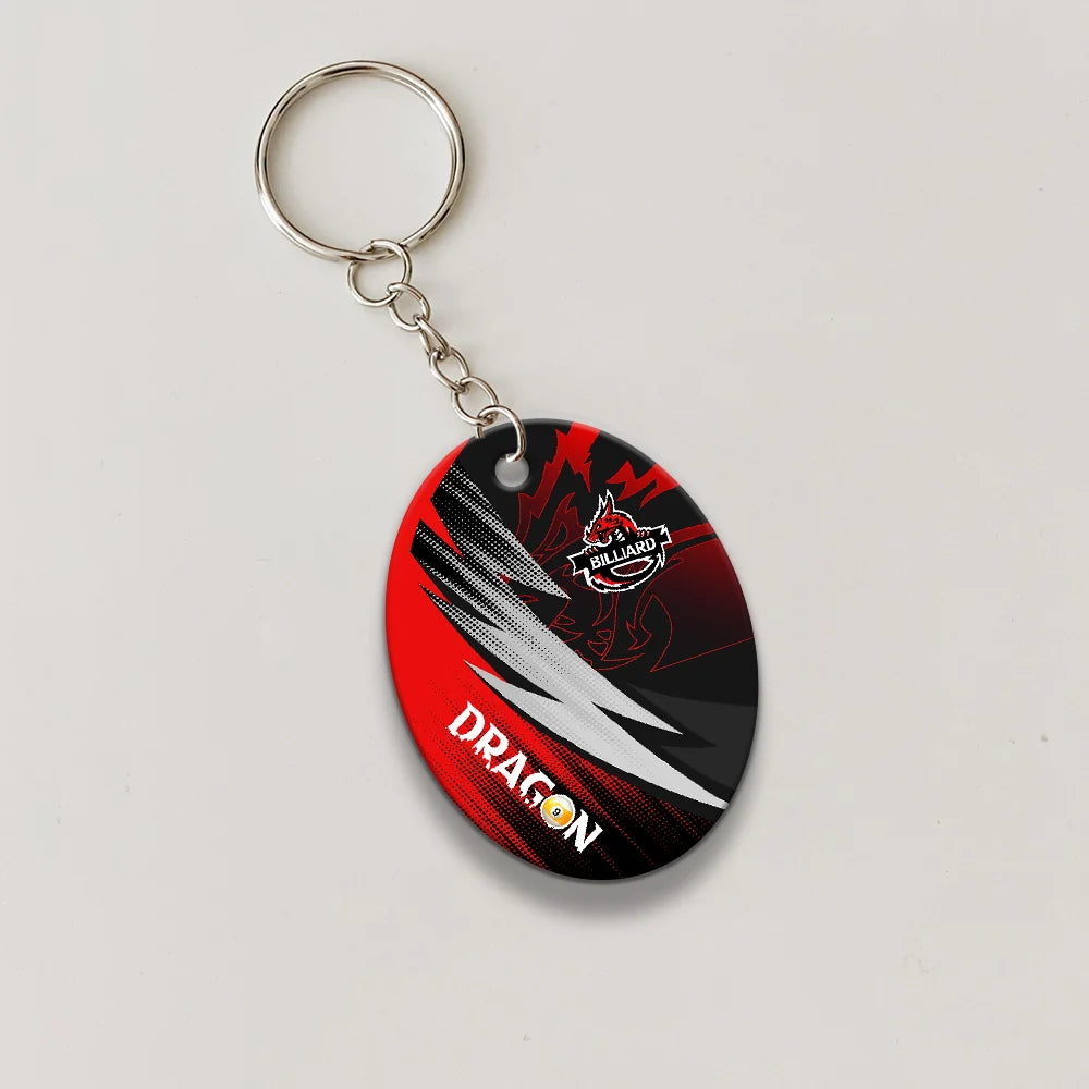 Dragon Team Billiard Pool 9 Ball On Fire Personalized Name 3D Keychain Gift For Billiard Players ORN0186