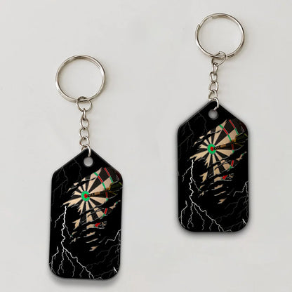 Darts Paint Splash Personalized Name Viking And Darts Keychain For Dart Team Player ORN0174