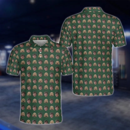 Custom Face Pattern Golf Polo Shirts For Men, Custom Photo Golf Shirts GOF0182