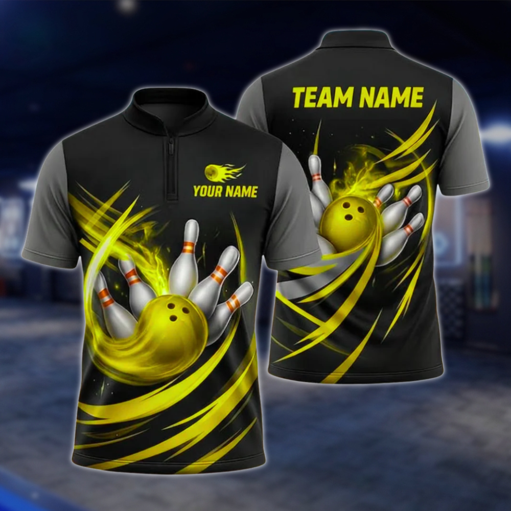 Personlized Team  Black And Cyan Bowling Jersey For Men, Custom Bowling Shirt BZ0764 BOW0153