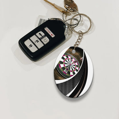 Bullseye Dartboard Brown Keychain Viking And Darts For Dart Team Player ORN0182