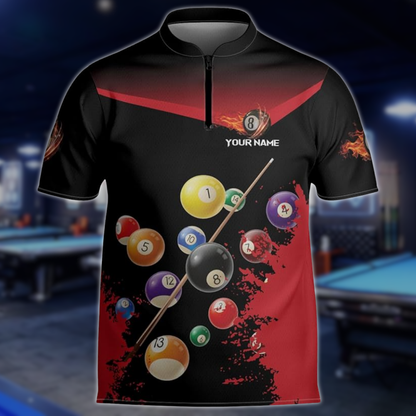 Custom Pool Jersey Team Shirts For Men, Custom Black Pink Billiard Shirts BLD0280