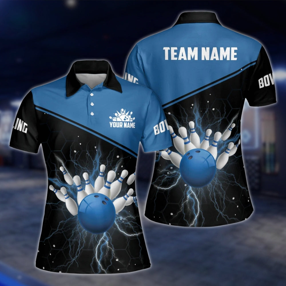 Custom Thunder Red Bowling Womens Polo Shirt, Custom Thunder Team Bowling Shirts For Ladies BW0149 BOW0211