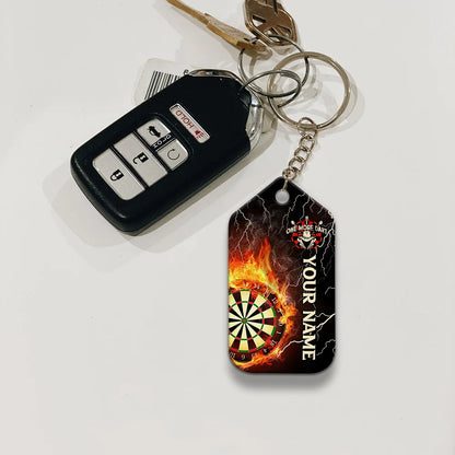 Thunder Flame Bullseye Dartboard Personalized Name 3D Dragon And Darts Keychain For Dart Team Player ORN0183