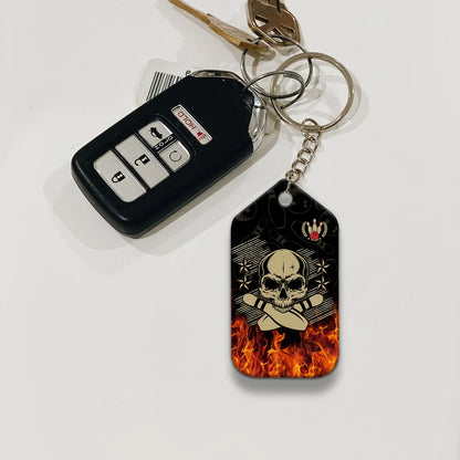 Skull Bowling In Fire Keychain ORN0172