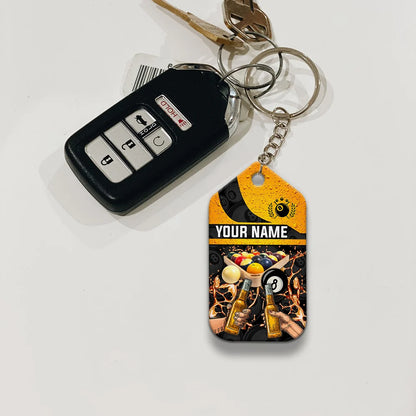 Pool And Beer That's Why I Am Here Personalized Name Keychain Gift For Billiard Players ORN0171