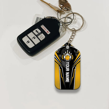 Yellow Bowling You Don't Have To Be Crazy Personalized Name 3D Keychain Gift For Bowler ORN0190