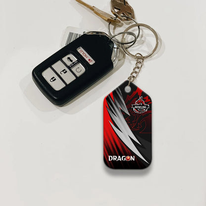 Dragon Team Red Bowling Ball On Fire Personalized Name 3D Keychain ORN0164