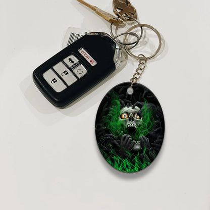 Skull Billiard 8-Ball Pool Player Old Men Personalized Name Keychain For Billiard Players ORN0238
