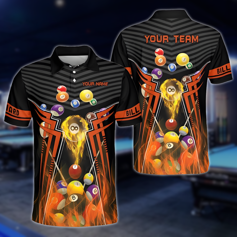 Custom Team Black And Red Billiard Men Polo Shirts, Custom Pool Billiard Shirts For Team BLD0224