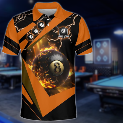 Custom 8 Ball Billiard Polo Team Shirt For Men, Custom Black And Blue Billiard Shirts BLD0024