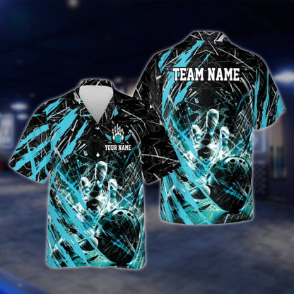 Custom Team Grunge Black Red Bowling Hawaiian Shirt For Men Women, Custom Bowling Team Shirts BE0050 BOW0361