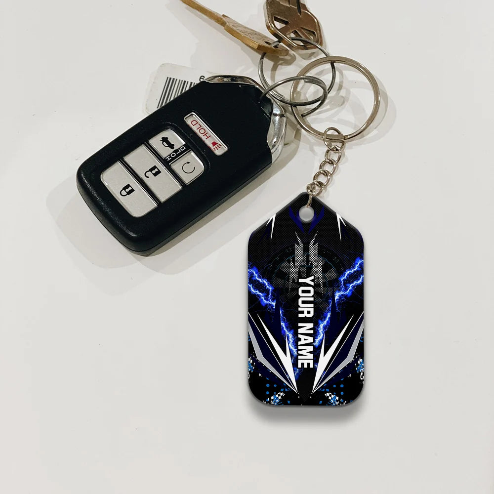 Bullseye Dartboard Thunder Personalized Name 3D Viking And Darts Keychain For Dart Team Player ORN0158