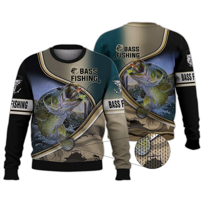 Bass Fishing Hooked 3D Hoodie Tshirt FISH0073