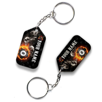 Skull Reaper Billiard Pool 8 Ball Hello Darkness My Old Friend Personalized Name Keychain Gift For Billiard Players ORN0211
