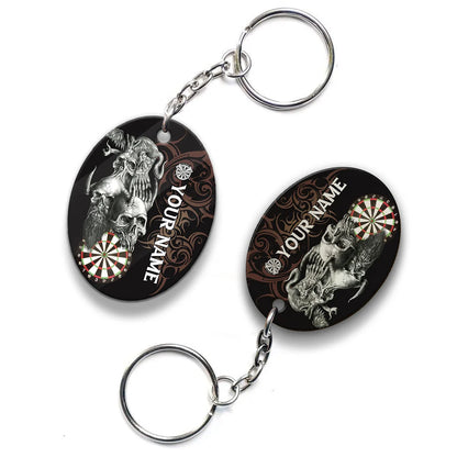 Skull Dartboard Personalized Name 3D Dragon And Darts Keychain For Dart Team Player ORN0170