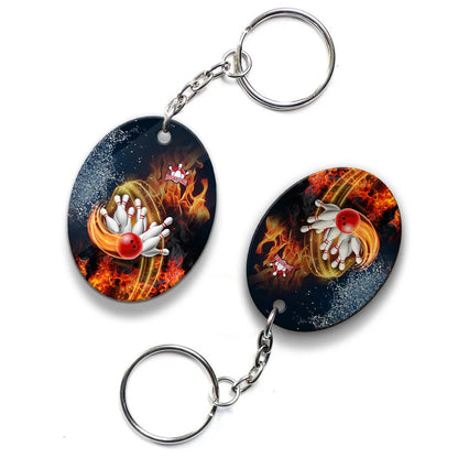 Red Bowl And Pins In Water And Fire Personalized Name 3D Keychain ORN0188