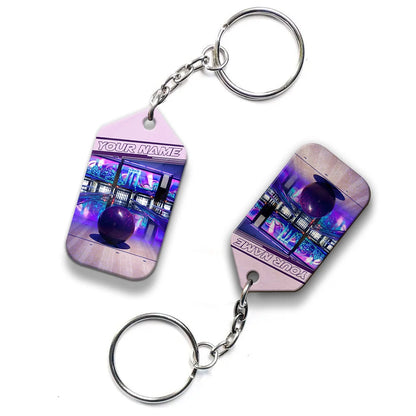 Purple Bowling Ball Personalized Name 3D Keychain ORN0163