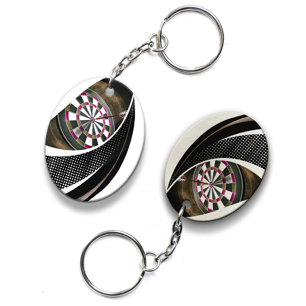 Bullseye Dartboard Brown Keychain Viking And Darts For Dart Team Player ORN0182