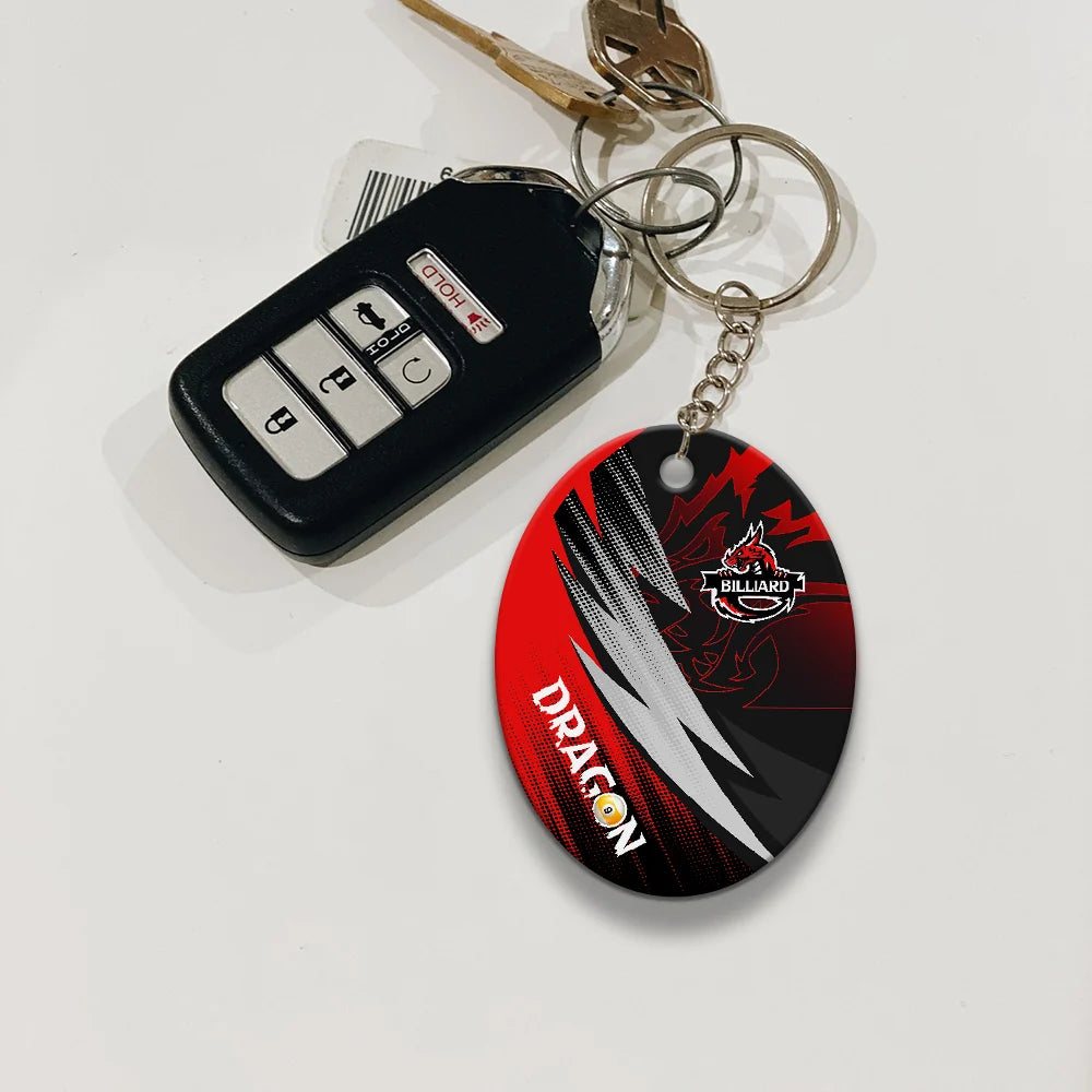 Dragon Team Billiard Pool 9 Ball On Fire Personalized Name 3D Keychain Gift For Billiard Players ORN0186