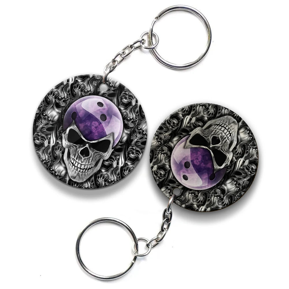 Purple Skull Bowling Ball Keychain ORN0161