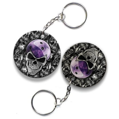 Purple Skull Bowling Ball Keychain ORN0161