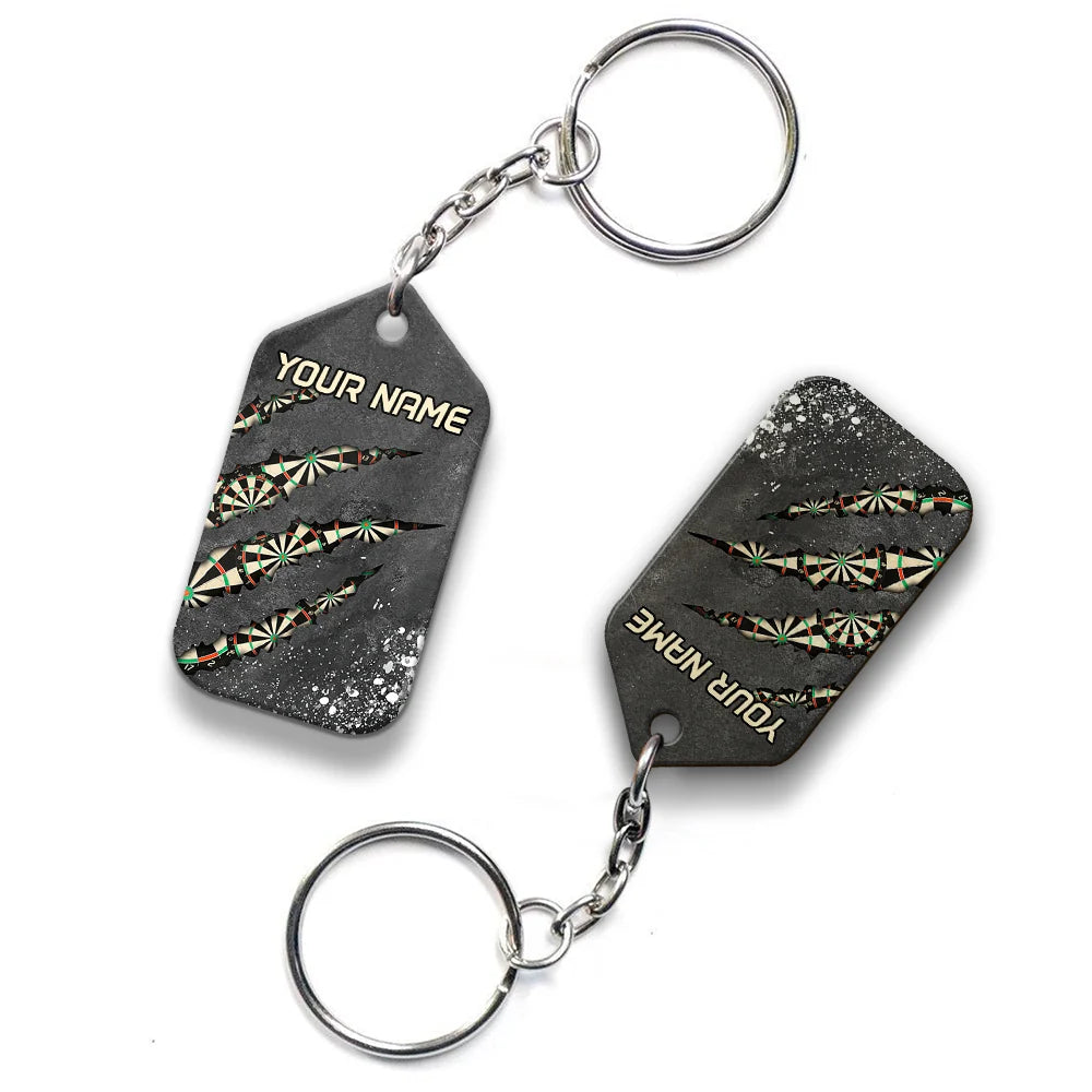 Thunder Dartboard Personalized Name 3D Viking And Darts Keychain For Dart Team Player 02 ORN0180