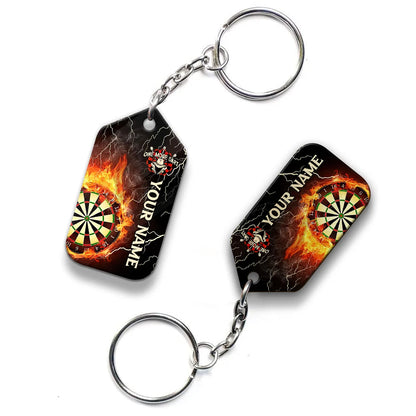Thunder Flame Bullseye Dartboard Personalized Name 3D Dragon And Darts Keychain For Dart Team Player ORN0183