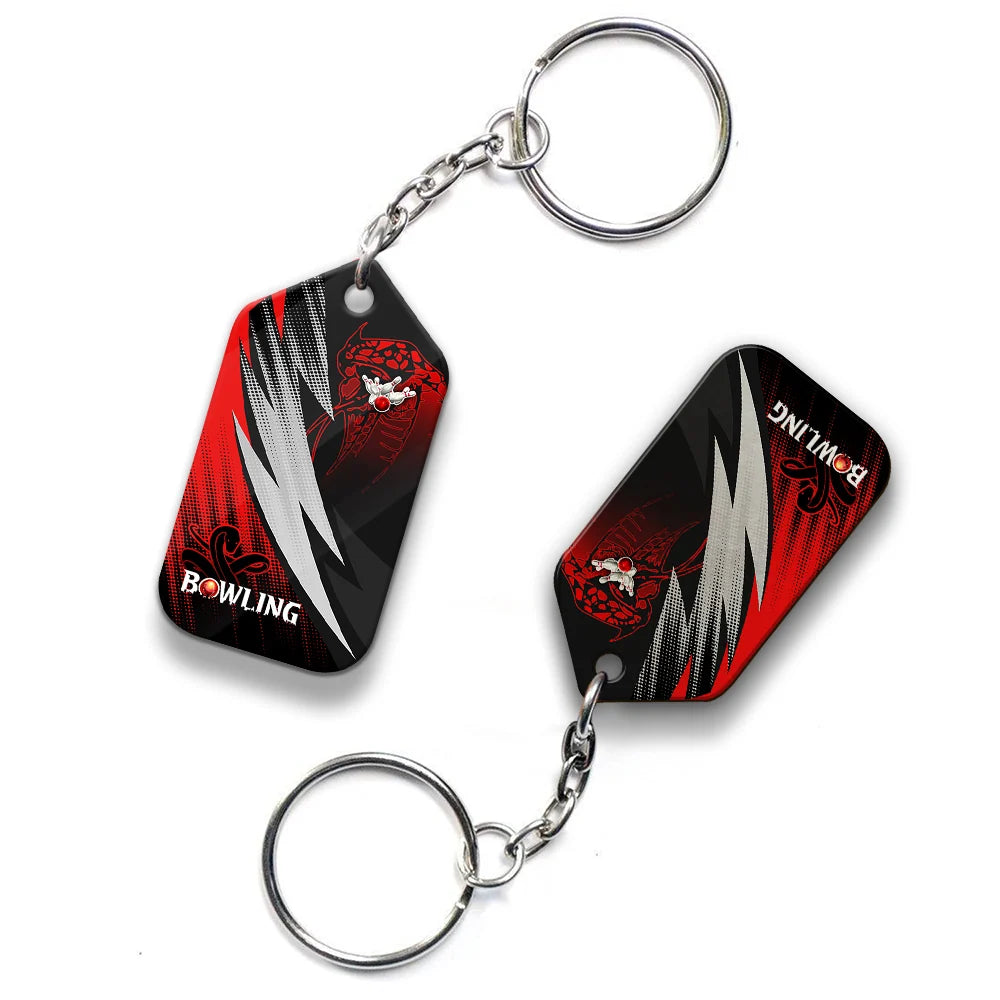 Strike Bloody Snake Bowling Ball On Fire Personalized Name 3D Keychain ORN0169