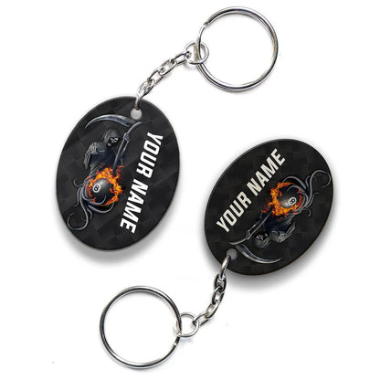 Grim Reaper Billiard Pool 8 Ball Hello Darkness My Old Friend Personalized Name Keychain Gift For Billiard Players ORN0210