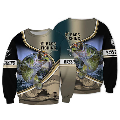 Bass Fishing Hooked 3D Hoodie Tshirt FISH0073