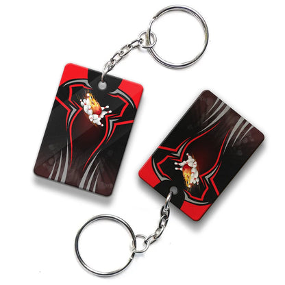 The Red Bowling Ball Crashing The Pins Personalized Name 3D Keychain ORN0168