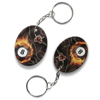Billiard 8 Ball Thunder Fire Flame Personalized Name 3D Keychain Gift For Billiard Players ORN0177