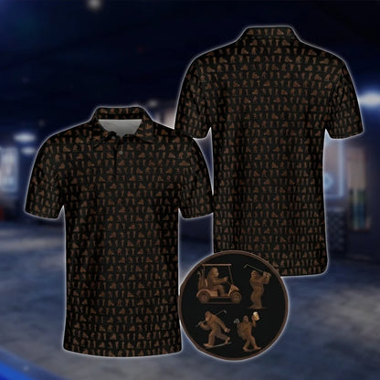 Bigfoot Blue Golf Polo Shirt For Men, Bigfoot Sasquatch Golf Shirt GOF0107