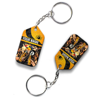 Pool And Beer That's Why I Am Here Personalized Name Keychain Gift For Billiard Players ORN0171