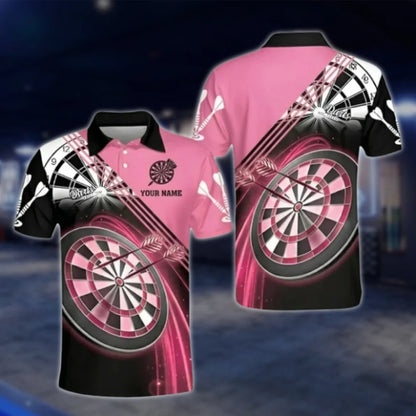 Custom Name Red Black Dart Polo Shirt For Mens, Custom Dart Player Shirts DAT0398