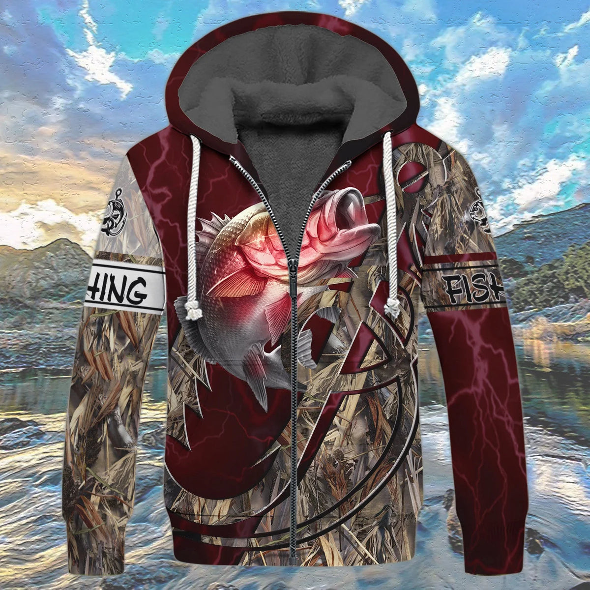 Bass Fishing Red 3D Full Print Shirts, Unique Design for Anglers, Perfect Gift for Bass Fishing Enthusiasts! FISH0026