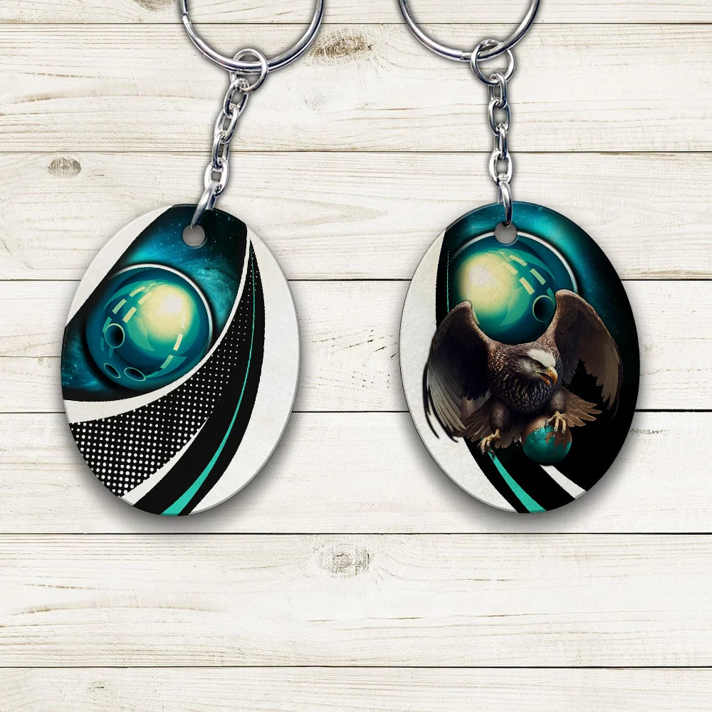 Eagle Bowling Team Blue Bowling Ball Keychain ORN0198